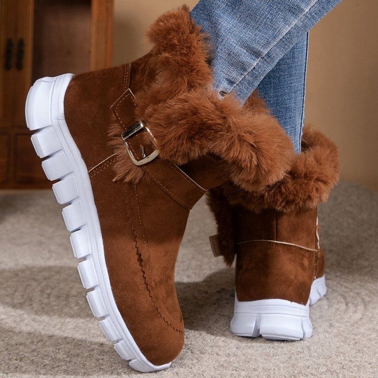Winter Plus Size Warm Snow Boots, Flat-bottomed Casual Non-slip Cotton Boots, Sleeve Women's Boots