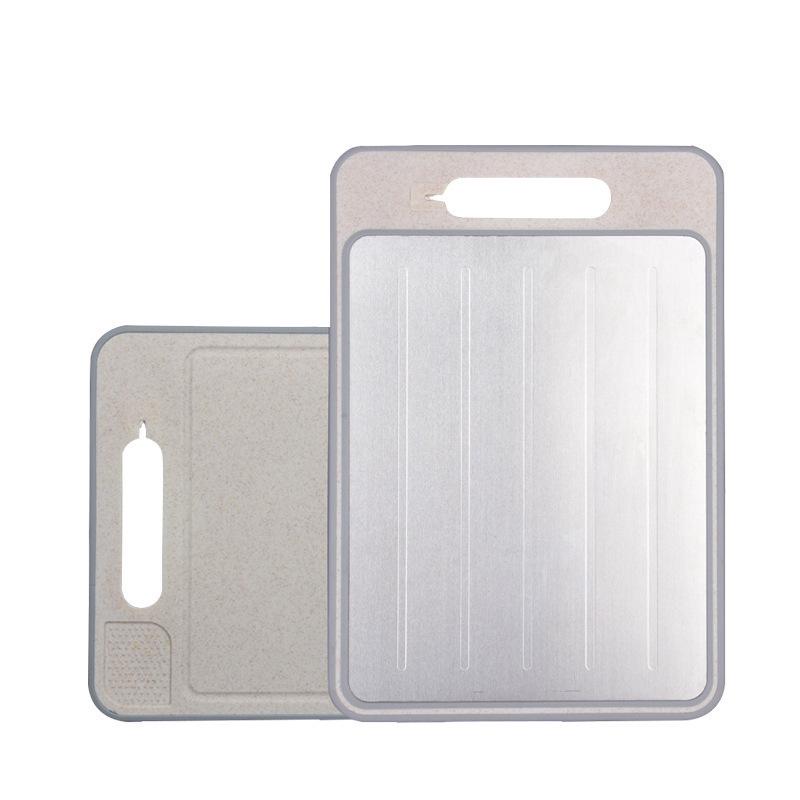 Tagliere Multifunzionale in Acciaio Inossidabile con Affilacoltelli, Spremiaglio e Superficie Scongelante Double-sided
