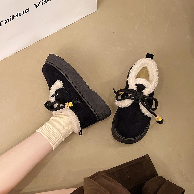 Fashion Women's Versatile Snow Boots New Lace-up Winter Thickened Warm Non-slip Student Boots Heightened and Lightweight Short Boots