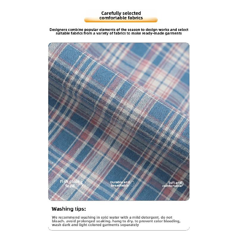 High-quality all-cotton plaid shirt for women, spring and autumn 2026 new fashion women's shirt, thin long-sleeved top