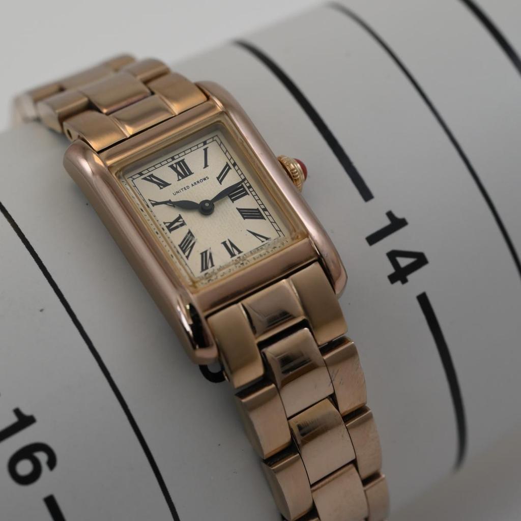 [Used] UNITED ARROWS Rectangle GOLD Tome Women's QUARTZ 5421-S058261