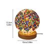 Mosaic Glass Lamp USB Powered 3 Colors Stepless Dimming Decorative Glass Night Light with Wood Base