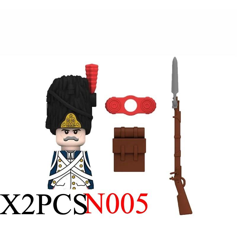 Medieval Napoleonic War Soldiers Figures Military MOC Building Block Knights British French Fusilier Rifles Weapon Kids Toy B08