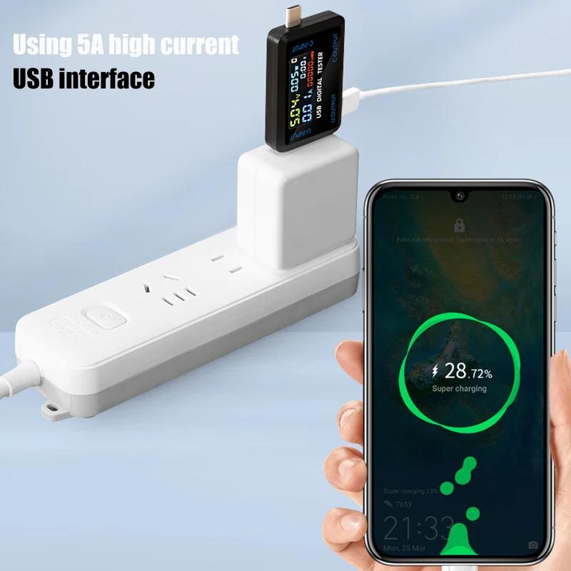 Type-C/USB Tester Digital Voltmeter Battery Capacity Tester Voltage Current Meter Ammeter Detector Power Bank Charger Indicator
