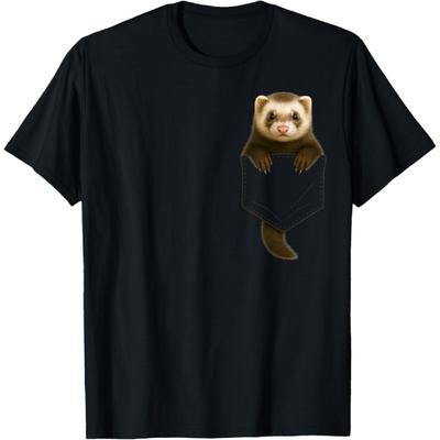 Cute Ferret Pocket Funny Gift For Men Women Kid Ferret Lover T-Shirt
