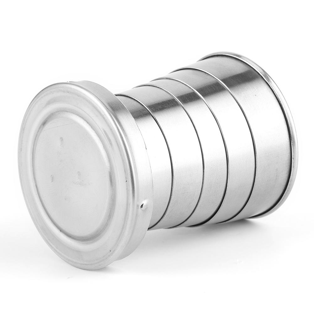 Stainless Steel Collapsible Cup Portable Travel Retractable Folding Cup Camp with Keychain for Outdo