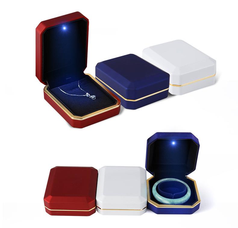 LED Light Lacquer Jewelry Box for Pendants, Bracelets, Rings, Charms, Bangles, Diamonds, Necklaces, and Couple Rings.