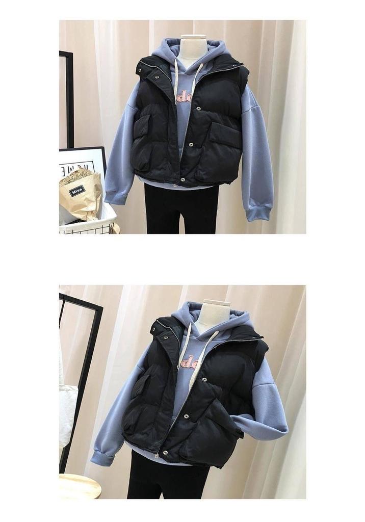 Women's Plus Size Loose Fit Short Down Cotton Vest - Versatile Autumn/Winter 2024 Jacket