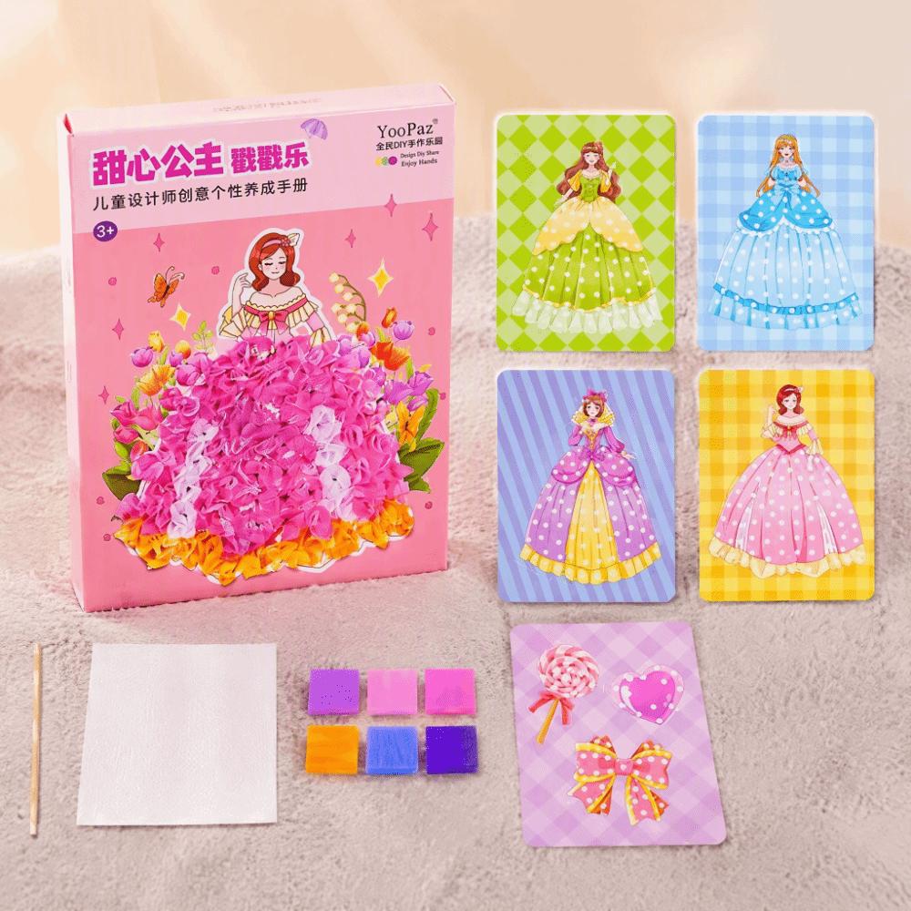 Handmade Princess Theme Poke Art Creative Dress Up Sticker Book Fabric Art Craze Poke Art For Girl