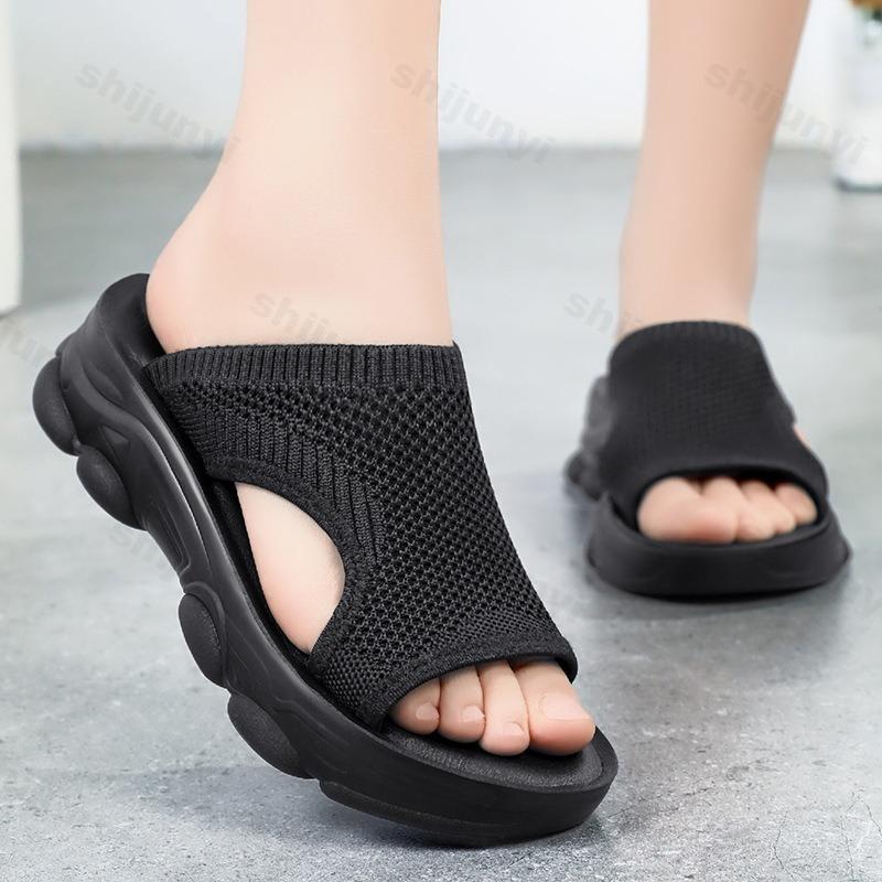 Fashion Women's Shoes Summer Slippers 2025 New Comfort Casual Mesh Breathable Women Platform Sandals Anti Slip Outdoor Half Slippers