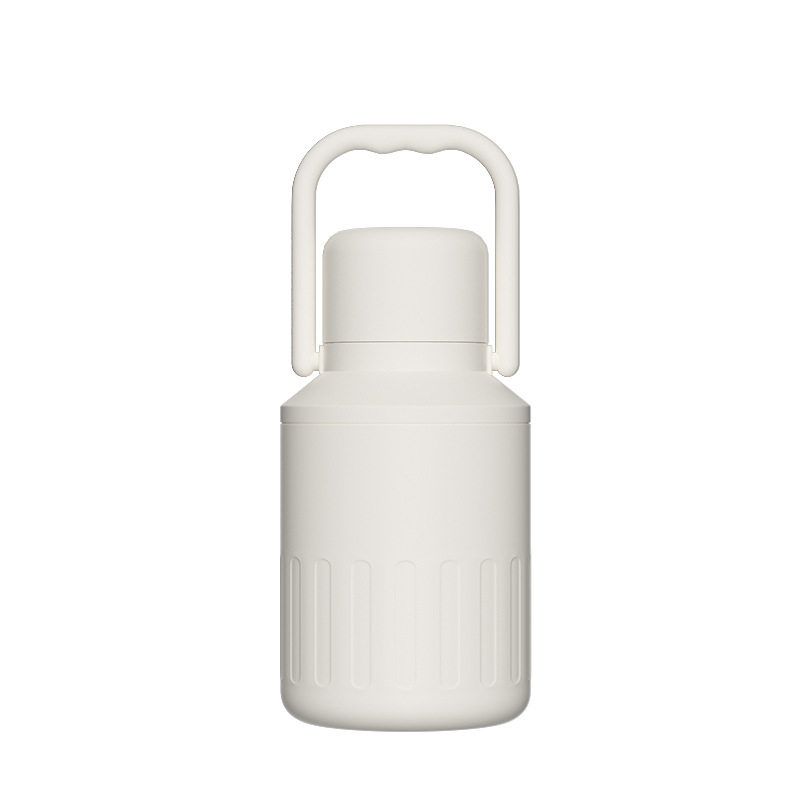 Steel Vacuum Large-Capacity Thermos Cup with High Aesthetic Value for Outdoor Sports and Fitness, Portable Water Bottle with Straw and Handle