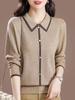 Mom's autumn clothes new early autumn doll collar sweater thin spring and autumn lapel collar long-sleeved knitted bottoming shirt women