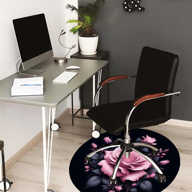 1pc Office Carpet Chair Mats Pink Rose Bouquet Perfect for Decorating Office Chairs, Living Rooms, Or Bedrooms