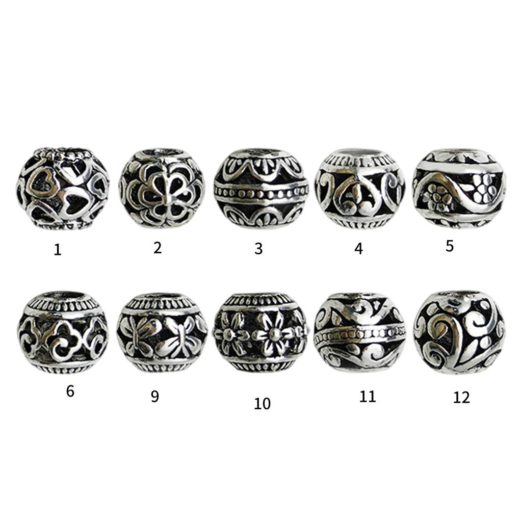 10pcs Tibetan Style Large Hole Spacer Beads Antique Silver for DIY Jewellery Making and Crafting Projects