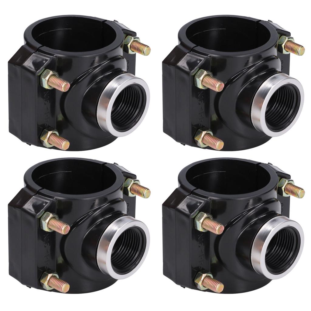 4 Sets Water Drain Saddle Plastic Pipe Additional Quick Connector Tee Kit G1 Female Thread