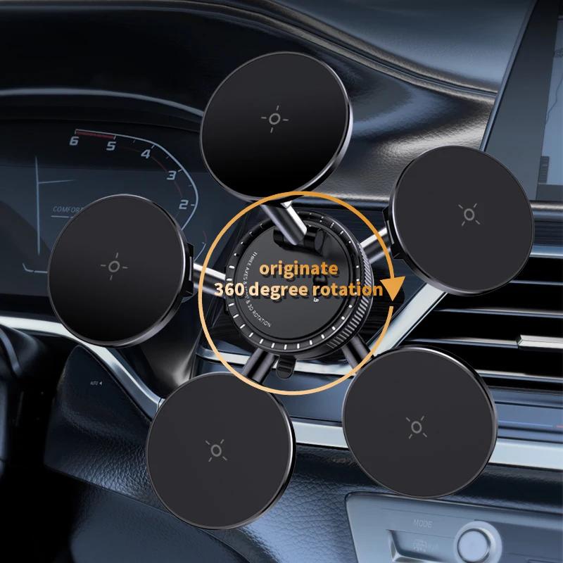 Magnetic Car Mount Mobile Phone Holder Vacuum Adsorption 360 Degree Rotatable for iPhone 16 15 14 13 12 11 Pro Max Samsung