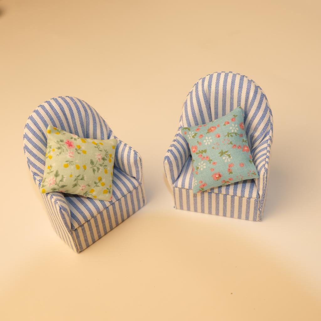 1:12 Scale Miniature Wooden and Fabric Single-seat Sofa Model Suitable for Miniature Model Photography Prop Dollhouse Furniture