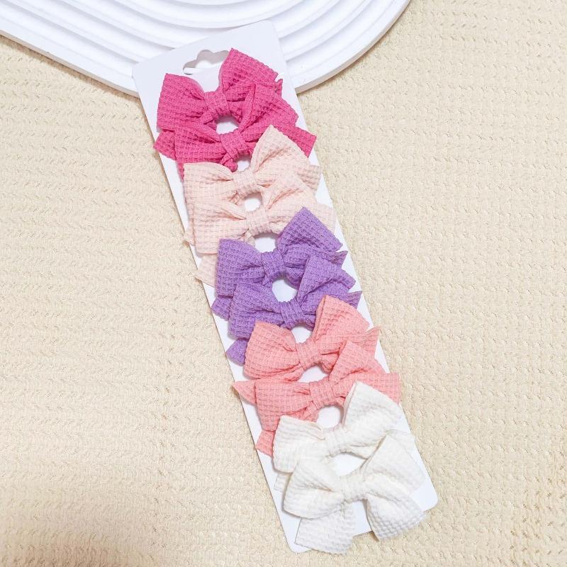 10Pcs/Set Solid Color Ribbon Kids Bows Hair Clips Baby Girls Handmade Bowknot Hairpin MiNi Barrettes Hair Tie Accessories