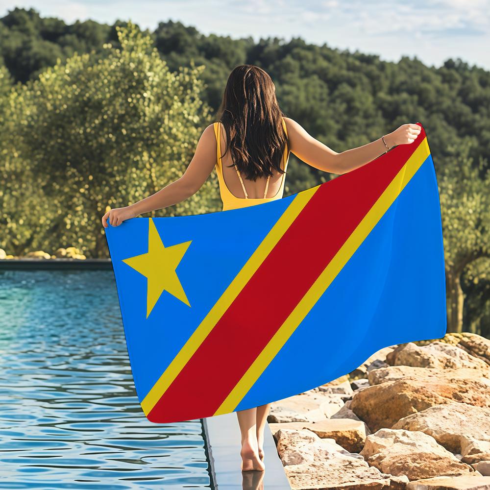 Nation Democratic Republic Congo Towel Quick Drying Beach Towels Are Suitable For Swimming Pools Camping Yoga And The Gym