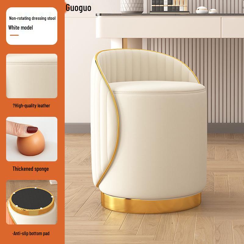 Stołek do makijażu z litego drewna: Lekki Luksus Okrągłe Krzesło do Salonu lub Toaletki, Dostawa Tego Samego Dnia