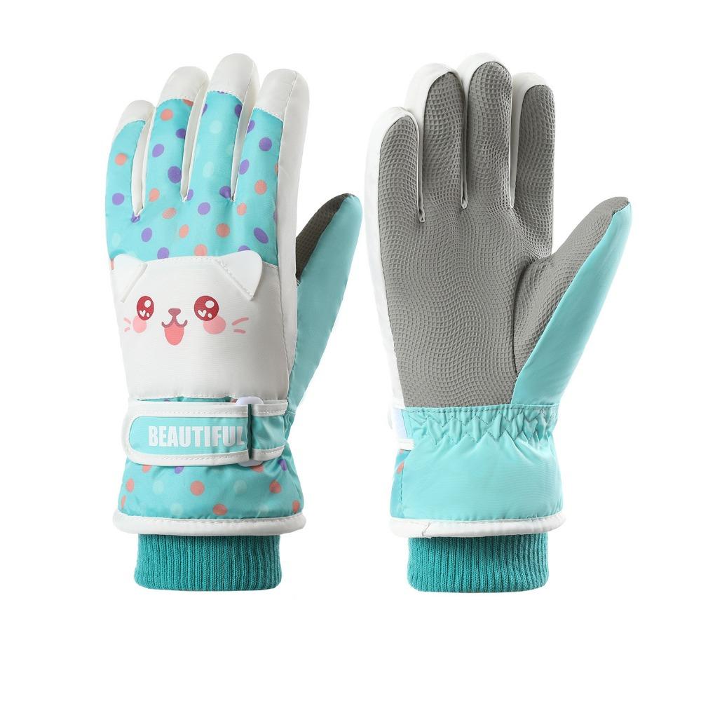 Full Finger Kids Snowboard Gloves Thicken Girls Skiing Gloves Kawaii Children Ski Gloves  Camping