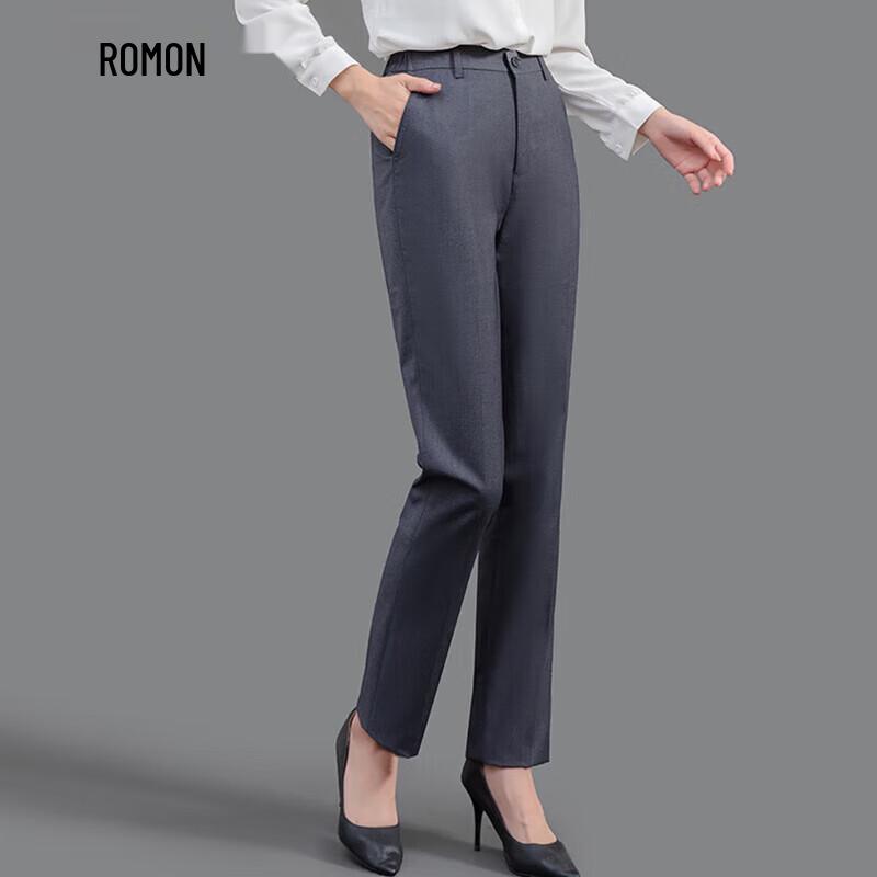 Romon Women's High-Waisted Straight-Leg Business Trousers