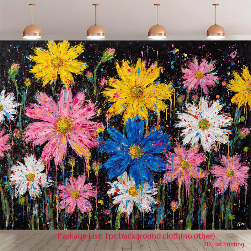 

2D Modern Paint Splash Flower Tapestry Bold Daisies Design for Living Room 47.2x31.5inch/120*80cm