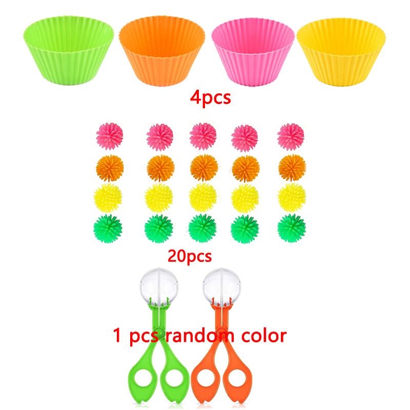 Montessori Early Education Children's Fine Movement Toys Rainbow TPR Soft Ball Color Sorting Math Counting Toddlers Board Game