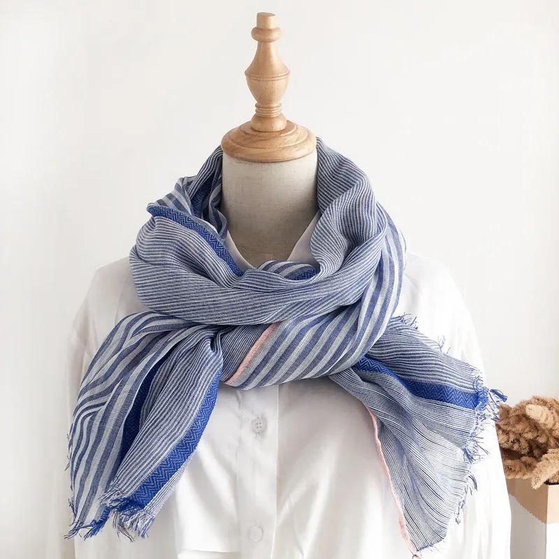Scarf Women s Spring Autumn Thin Mori Color Matching Shawl Korean Version Versatile Linen Literary Retro Fashion 200-90cm