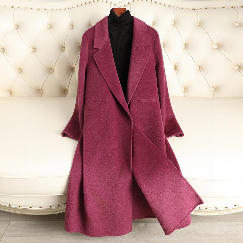 Double-sided cashmere coat long over the knee loose high-end wool woolen coat new for autumn and winter