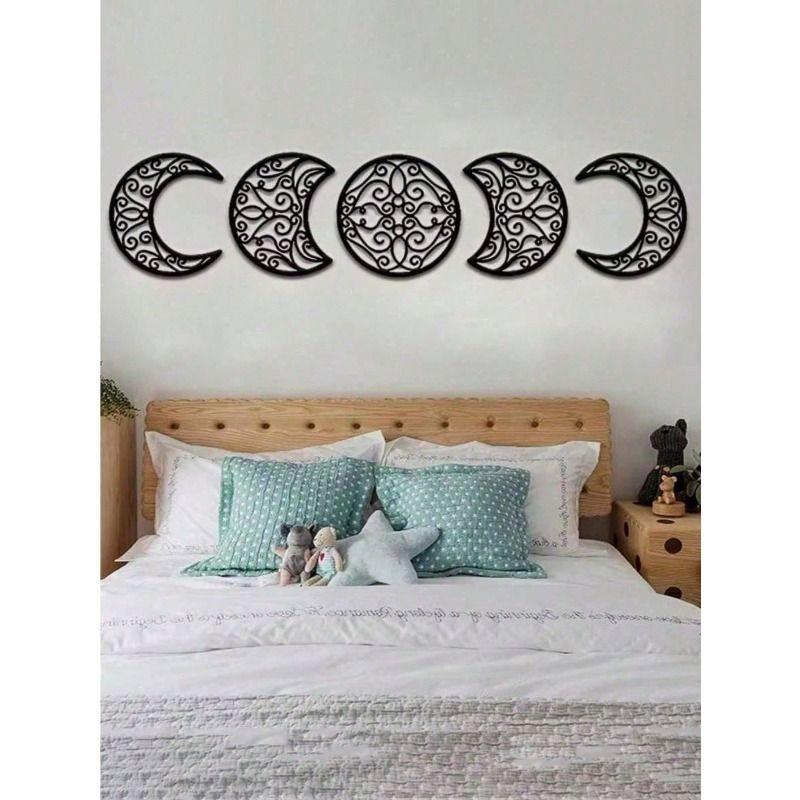 Islamic Metal Wall Art 5 Piece Crescent Moon Set Corrosion Resistant Home Decor Eid Gift