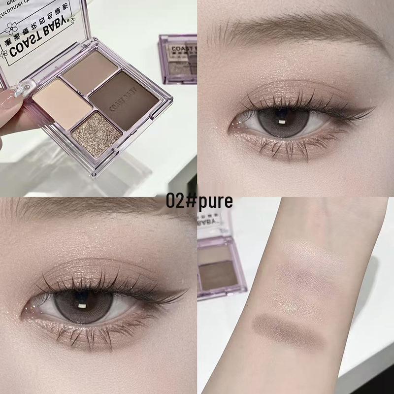 

COAST BABY Cherry Blossom Eyeshadow Palette: Four Earth Tone Shades - Matte, Shimmer, and Glitter for Newbie-friendly Makeup 8.6g
