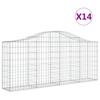 Vidaxl Kosze Gabionowe, 14 Szt, 200X30X80/100 Cm, Galwanizowane Żelazo