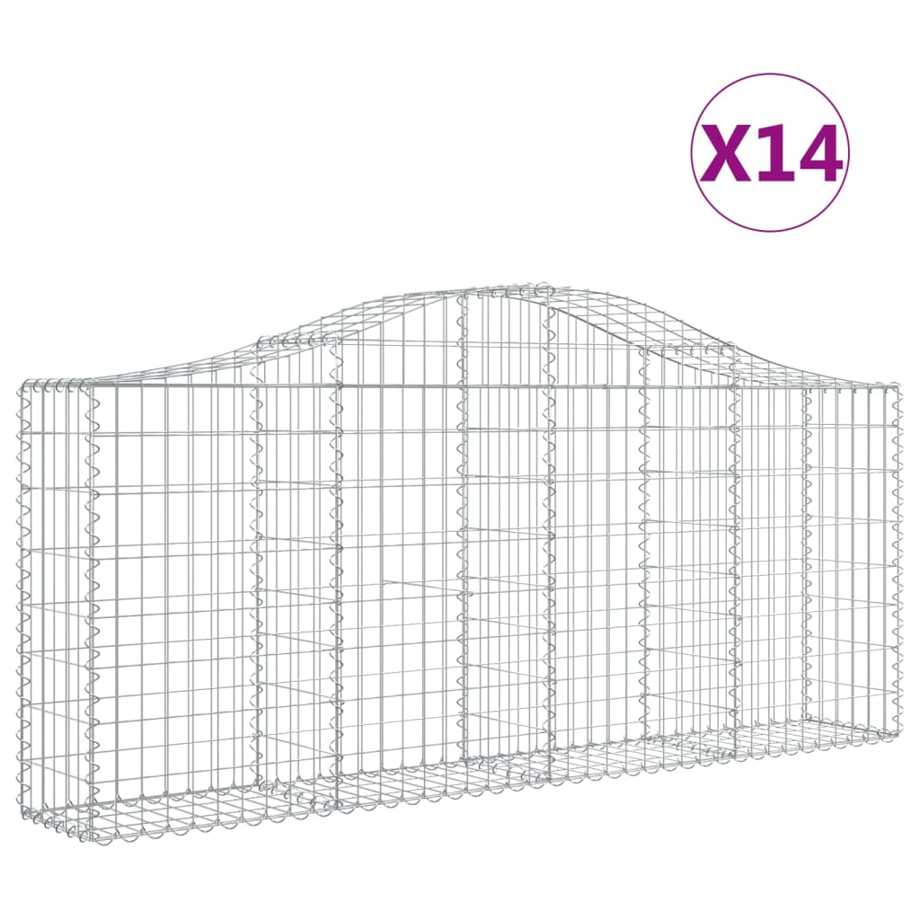 Vidaxl Kosze Gabionowe, 14 Szt, 200X30X80/100 Cm, Galwanizowane Żelazo