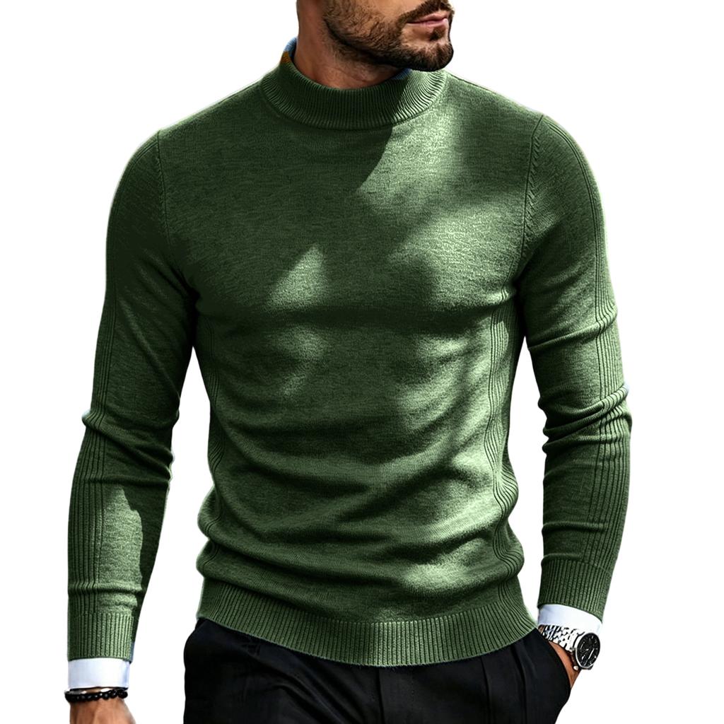 Men's Fall Winter Thick Warm Mock Neck Slim Fit Knit Sweater Pullover, Multi-Color