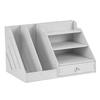 Desktop File Organizer PVC Space Saving Desk Organizer Shelf with Drawer for School Home Office Supplies B