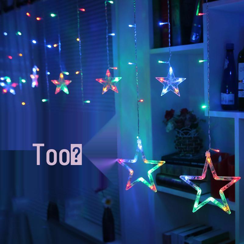 LED Star String Lights: 6 Large & 6 Small Stars for Christmas, Festival Decor, Five-Pointed Curtain Lights for Weddings & Events