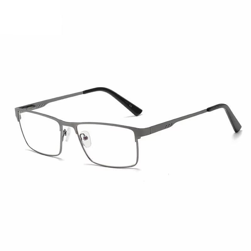 Metal Presbyopia Glasses Men Square Large Frame Reading Spring Blue Light Blocking Eye Protection Eyeglasses +0.75+1+1.25+1.75+2