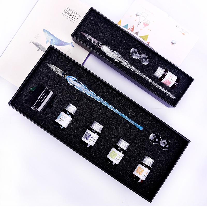 Farbige Glas-Dip-Feder Geschenkbox - Signatur & Kreativer Swatch-Stift
