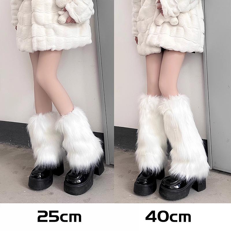 1/2pairs New Winter Plush Fluffy Arm Warmer Warm Stretchy Boots Cover Japanese Y2k Fur Leg Warmers Lolita Long Socks for Women