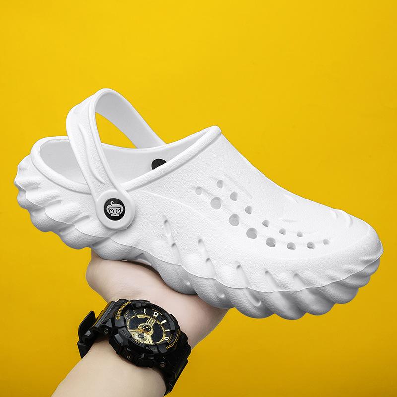 

Тапочки мужские летние сандалии Baotou hole мужские наступающие на дерьмо ощущения на улице нескользящие спортивные пляжные повседневные сандалии двойного назначения 38 белый