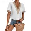 Summer Women's T-shirt V-neck Lace Loose Tops Temperament Commuter Short-sleeved Shirt