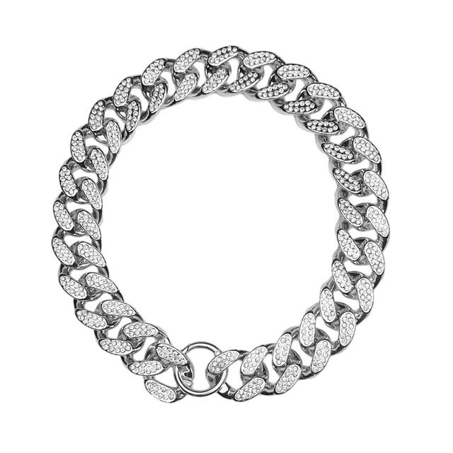 Collier pour chien en strass plastique Chaîne dorée de luxe Pour Bouledogue français Ornements Collier Pour Chiens Petits Grands Chat Accessoires pour Animaux de Compagnie 30cm (11.8 inches)