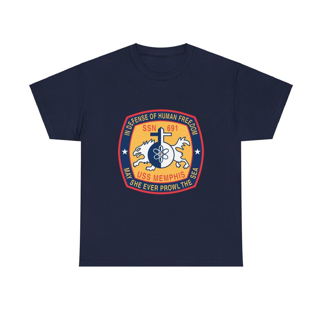 Unisex shirt Cotton Oversize Large Size USS Memphis SSN 691 In Defence of the Human Freedom (U.S. Navy) T-Shirt
