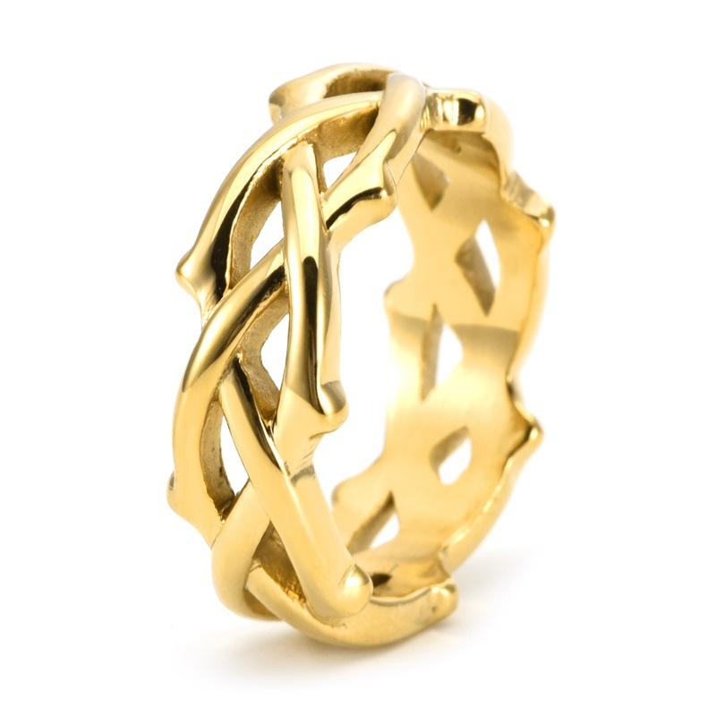 European and American Men's Thorn Vine Weaving Personalized Hollow Branch Ring Neutral Wind Ring with Jewelry