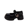 Black platform small leather shoes women's spring and autumn new height-increasing college Mary Jane single shoes