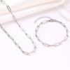 European-American Retro Punk Titanium Steel Paperclip Chain Bracelet Necklace Set for Women