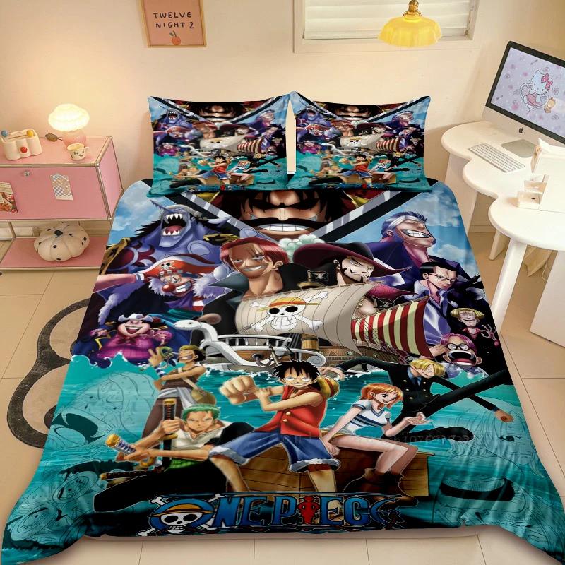 

Пододеяльник Luffy из одного куска Аниме Комплект постельного белья Пододеяльник Чехол для одеяла Размер King Queen для Мальчиков Взрослых Подарок EU Single(135*200cm)3pcs