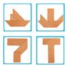 Wooden T-Puzzle & Tangram Set: Four-Piece Educational Toy for Memory and Intelligence Development