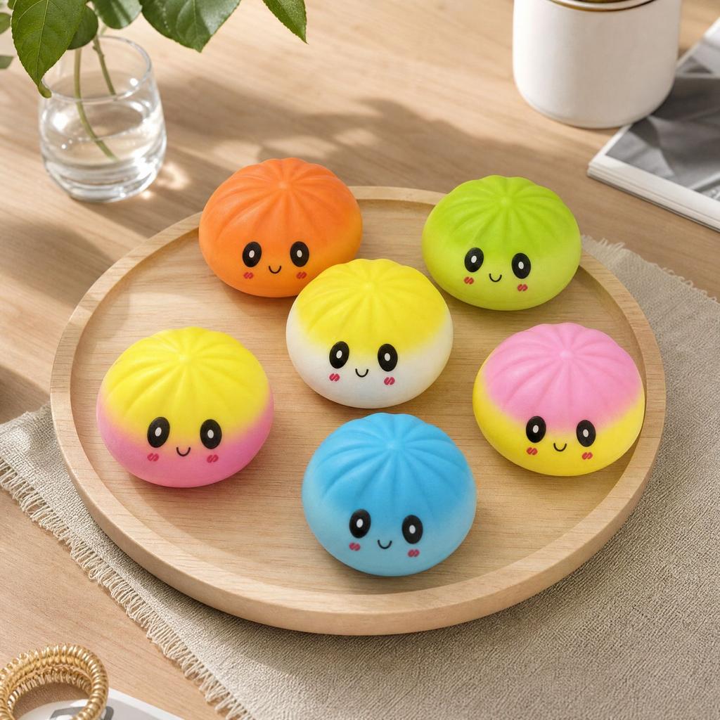 Stress Toy - Steamed Bun Toy with Blowing, Soft Non-Sticky and, Realistic Food Toy for Adults and Kids